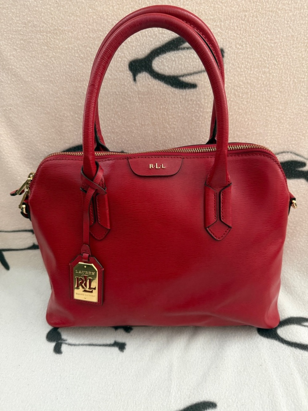 Lauren Ralph Lauren Red Leather Top-Handle Satchel
